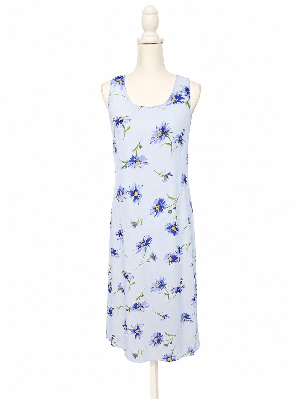 Kathy Lee Collection Light Blue Floral Sleeveless Midi Dress